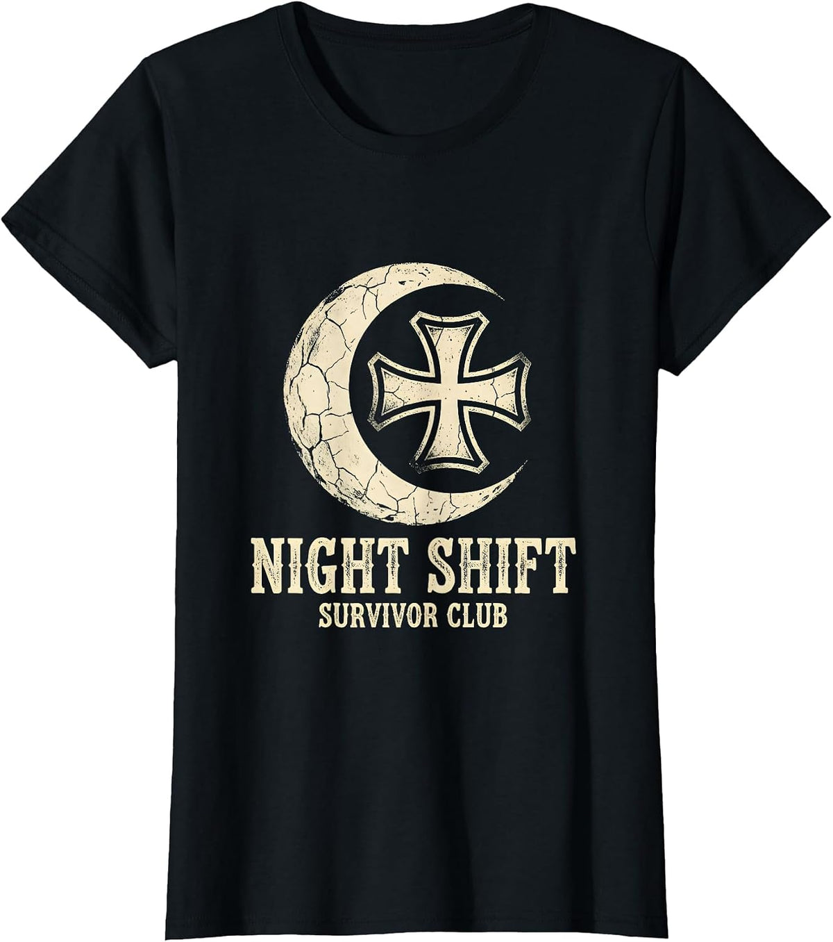Night Shift Survivor Club Nurse Design T-Shirt - Black