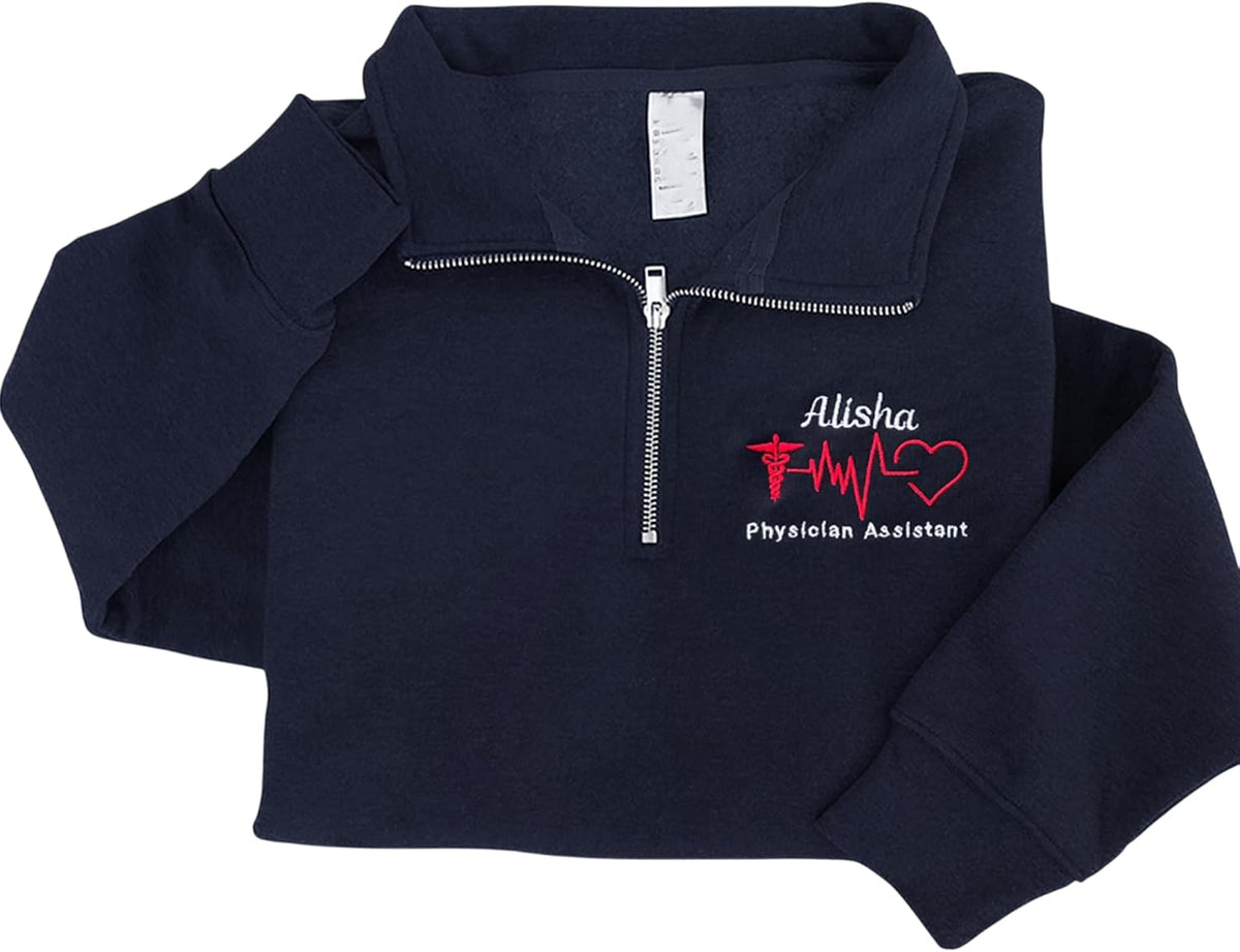 Lovely POD Personalized Embroidered Quarter Zip Sweatshirt, Gift for Nurses, Doctors, Healthy Care, Medical Gifts - Style 2