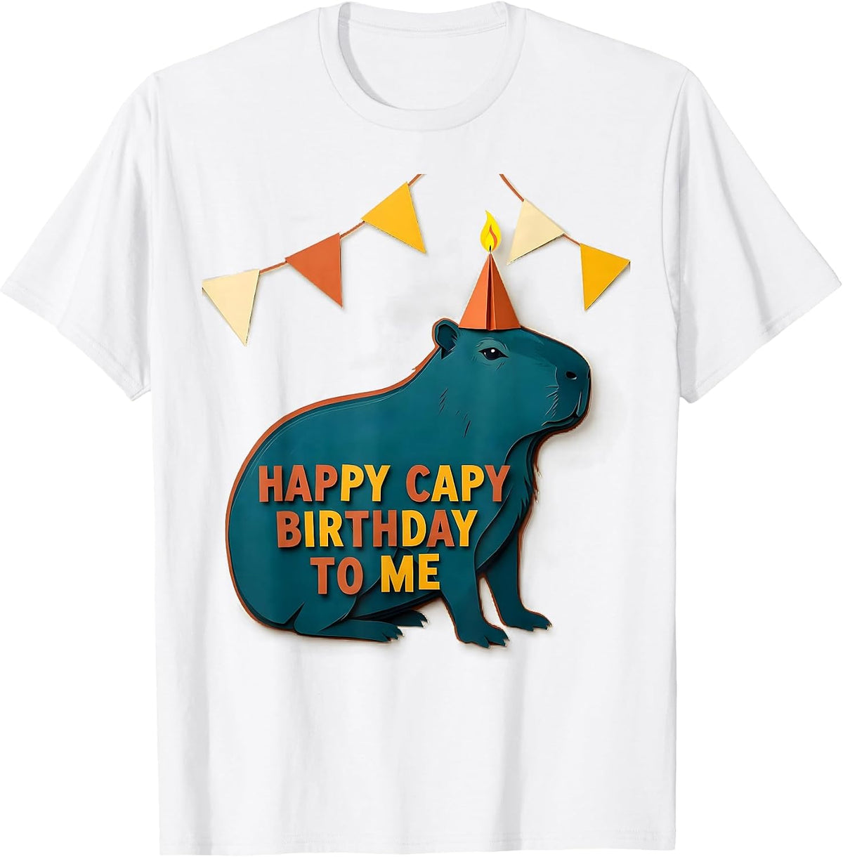 Men's Happy Capy Birthday To Me Playful Kids Party Humor Capybara T-Shirt - White