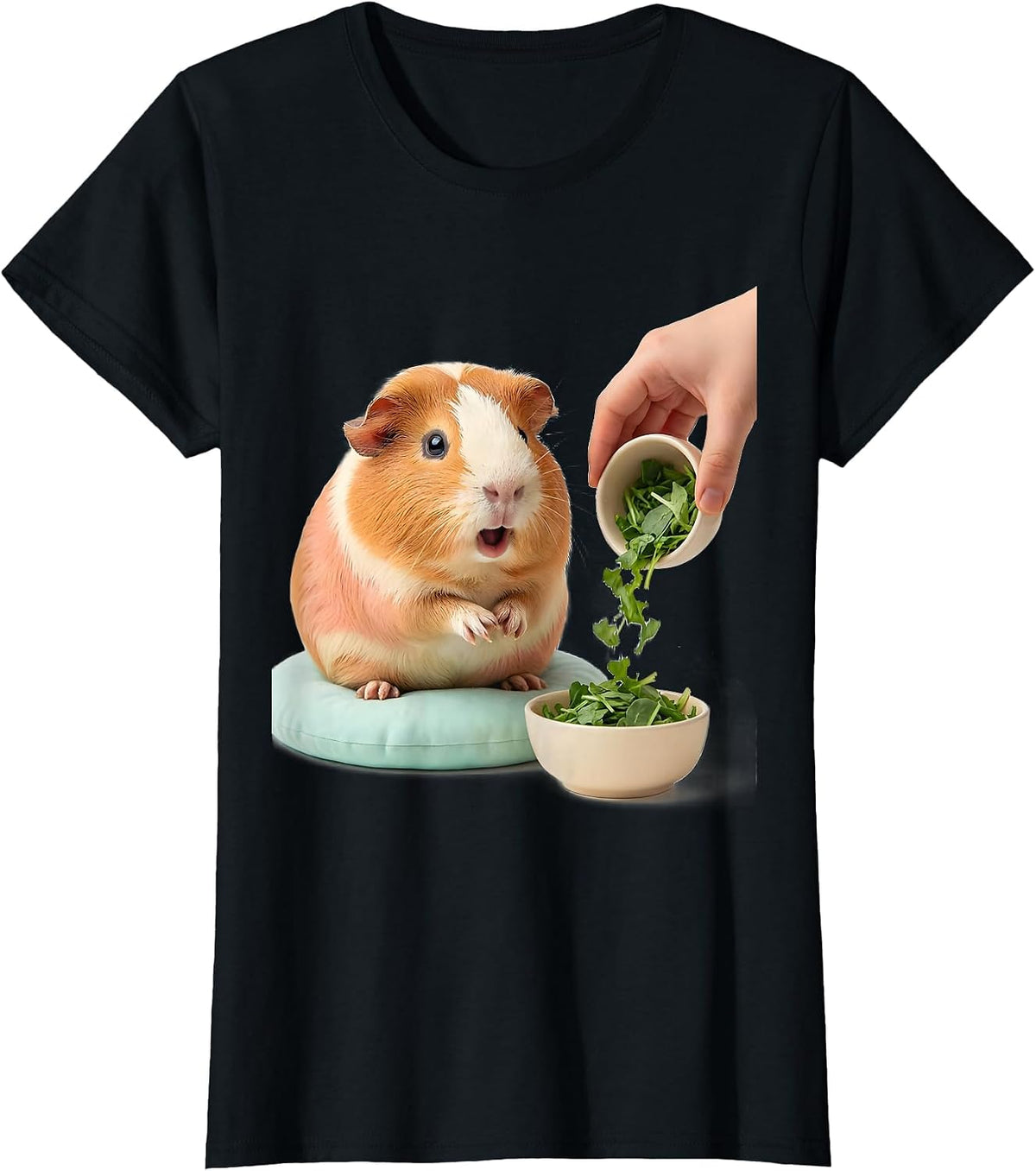 Women's Cute Tailless Guinea Pig Kawaii Pet Lover Gift T-Shirt - Black