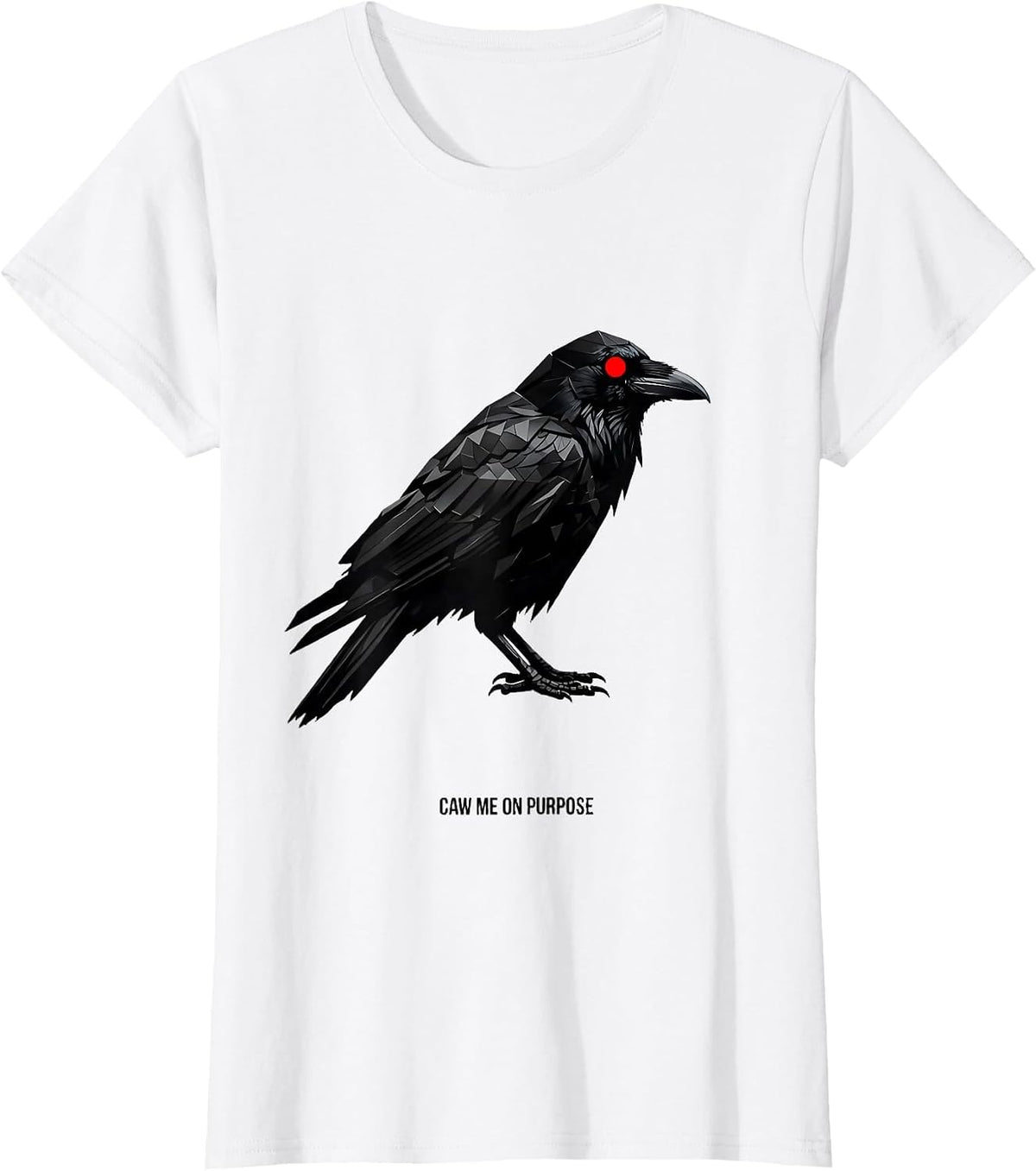 Caw Me On Purpose Geometric Crow Bird Lover Vintage Humor T-Shirt - White