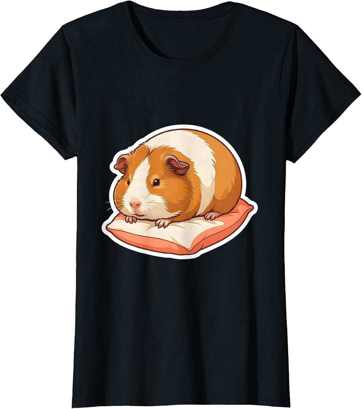 Women's Sleeping Guinea Pig Cute Animal Lover Pajama Humor T-Shirt - Black