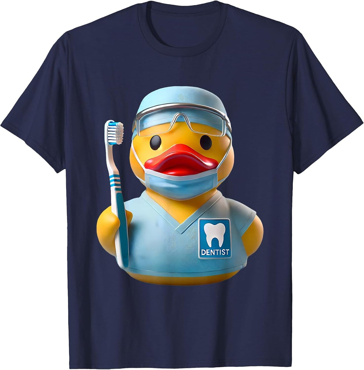 Dentist Rubber Duck Dentistry Ducky Duckie T-Shirt - Navy Blue