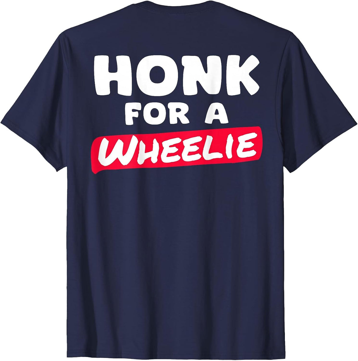Motorcycle Stunt Design Honk for Wheelie Backprint T-Shirt - Navy Blue