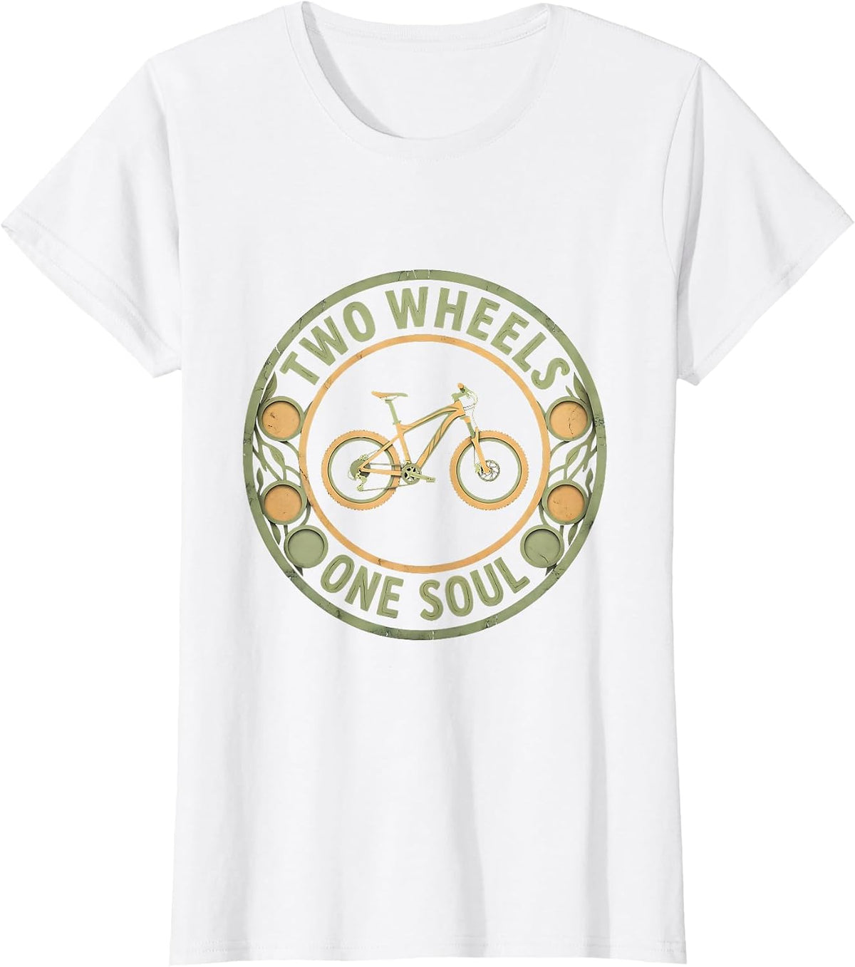 Two Wheels One Soul Mountain Bike Design T-Shirt - White