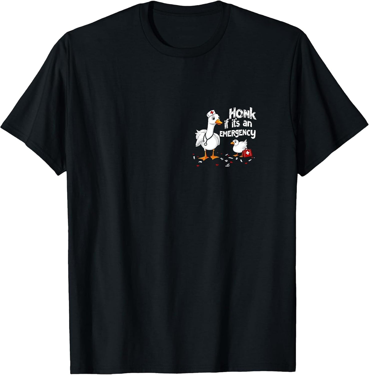 Registered Goose Nurse Honk If It's an Emergency Pocket T-Shirt - Black