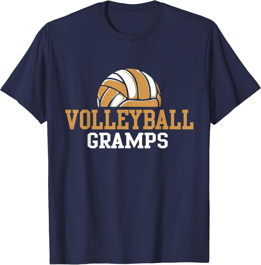 Volleyball Gramps Family Matching Players Team T-Shirt - Navy Blue