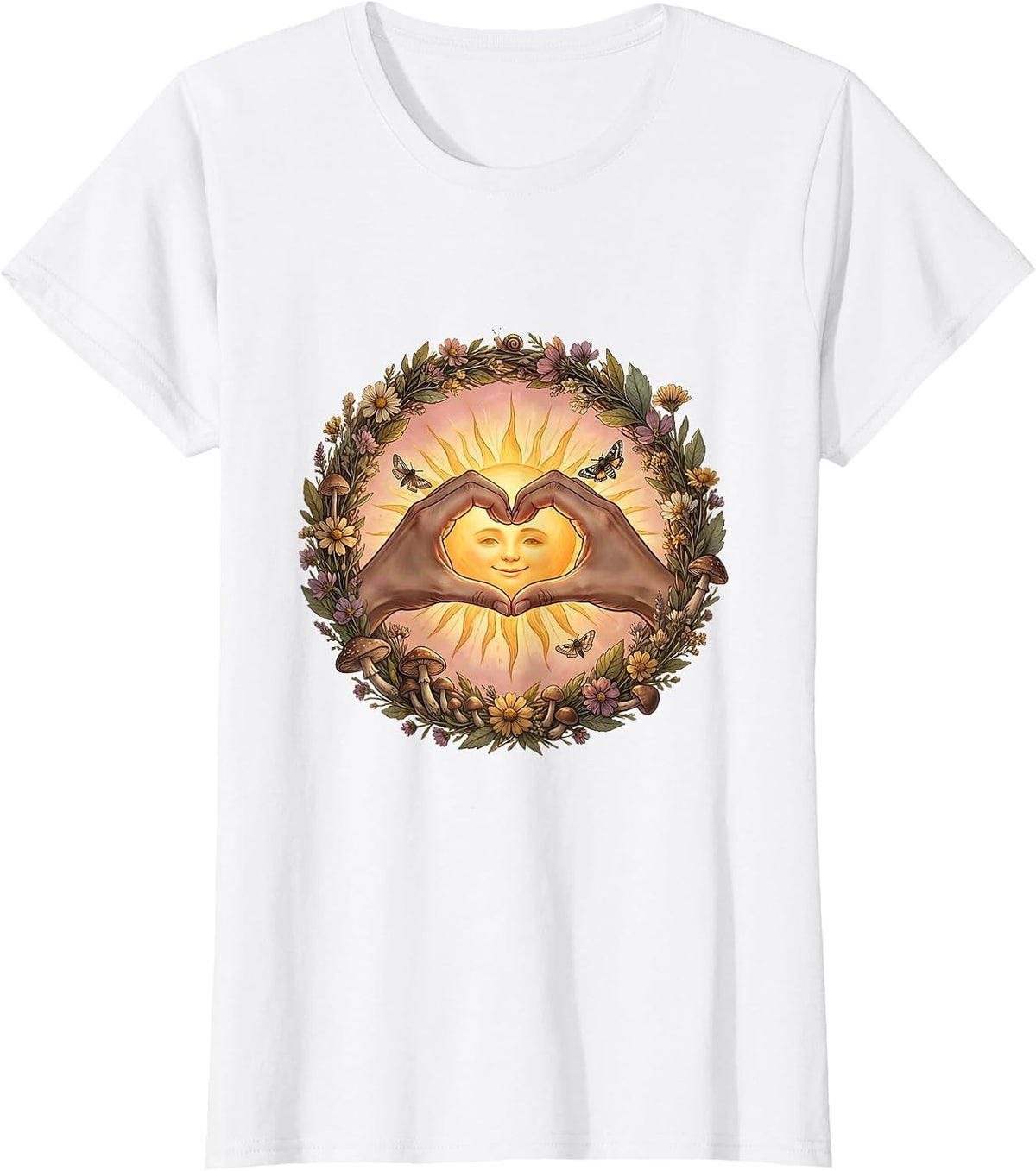 Women's Suicide Awareness Heart Hands Sunrise Graphic T-Shirt - White