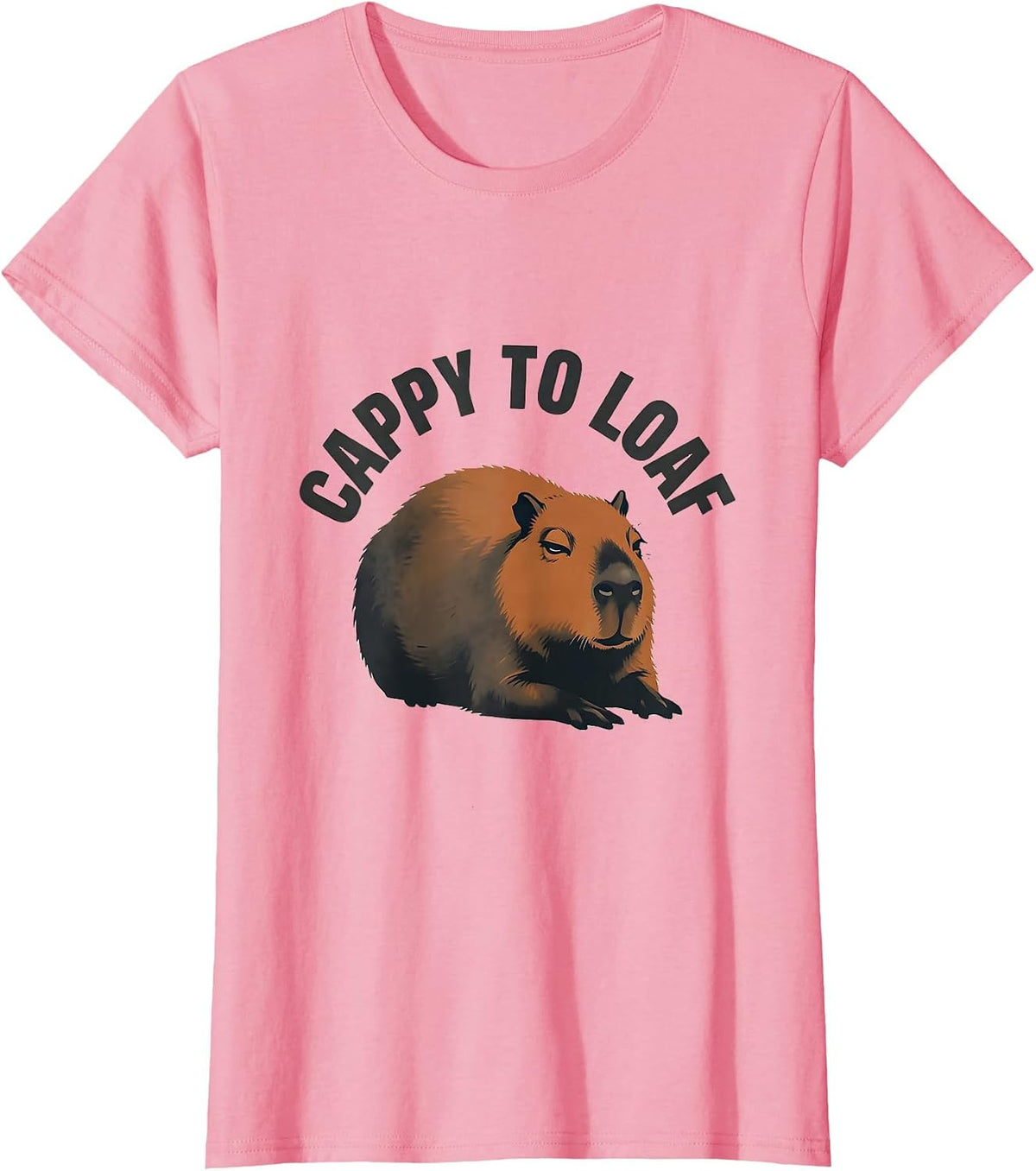 Women's cappy to loaf funny capybara meme animal humor T-Shirt - Pink