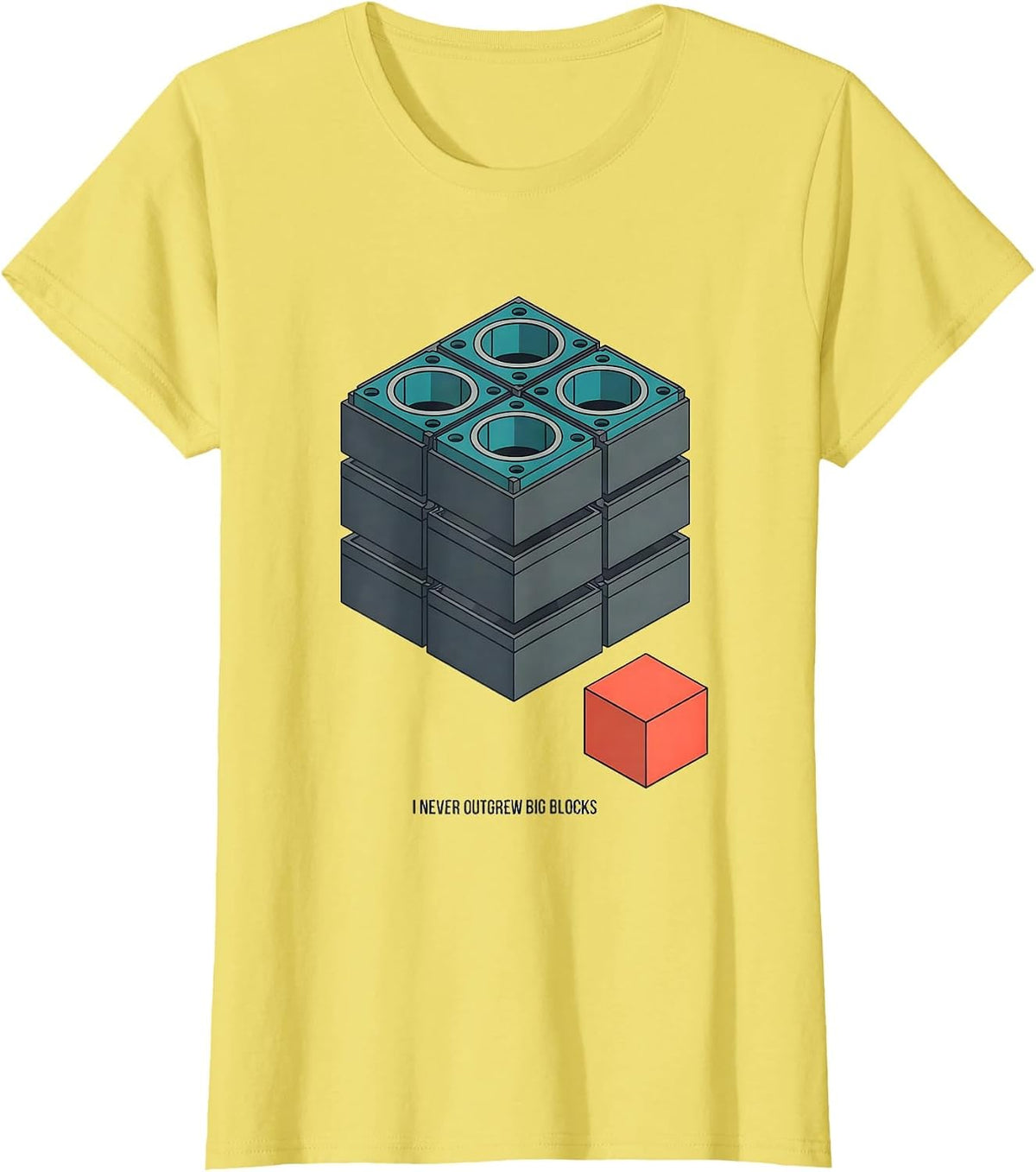 I Never Outgrew Big Blocks Funny Mechanic Garage Motor T-Shirt - Lemon Yellow