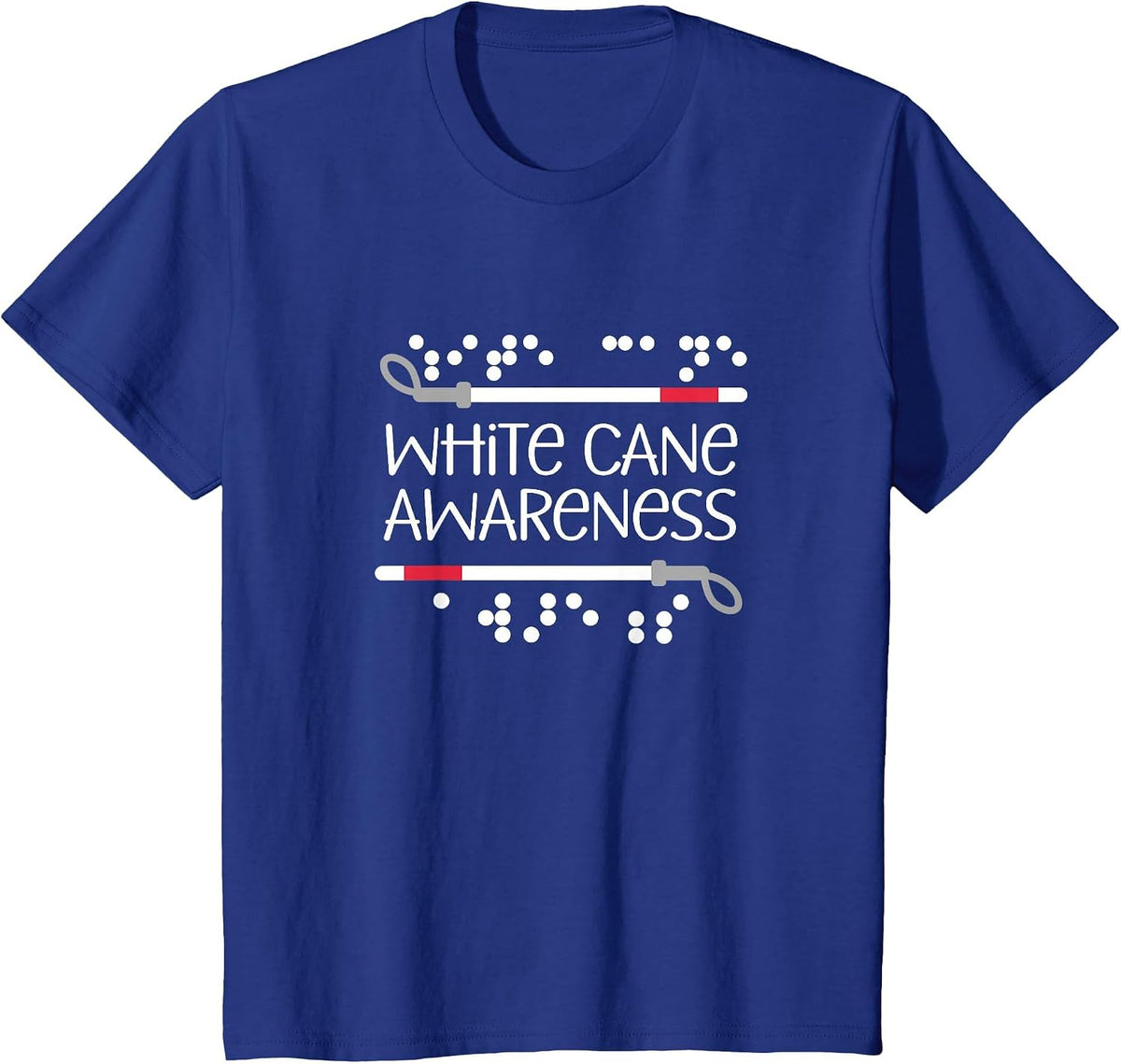 White Cane Awareness Orientation Mobility Teacher Design T-Shirt - Royal Blue