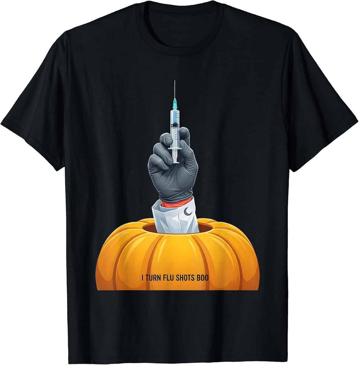 Men's I Turn Flu Shots Boo Funny Nurse Ghost Halloween Vaccine T-Shirt - Black