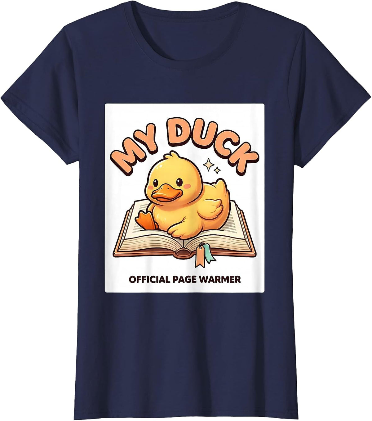 Women's My Duck Official Page Warmer Cute Kawaii Book Lover Gift T-Shirt - Navy Blue