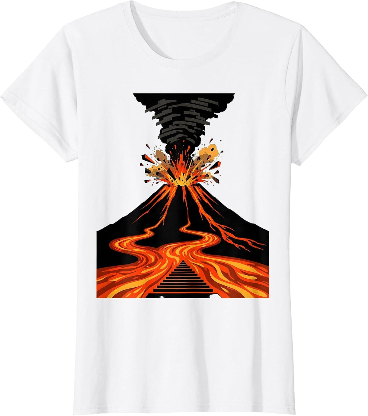 Mexican Volcano Eruption Lava Flow Graphic Design T-Shirt - White