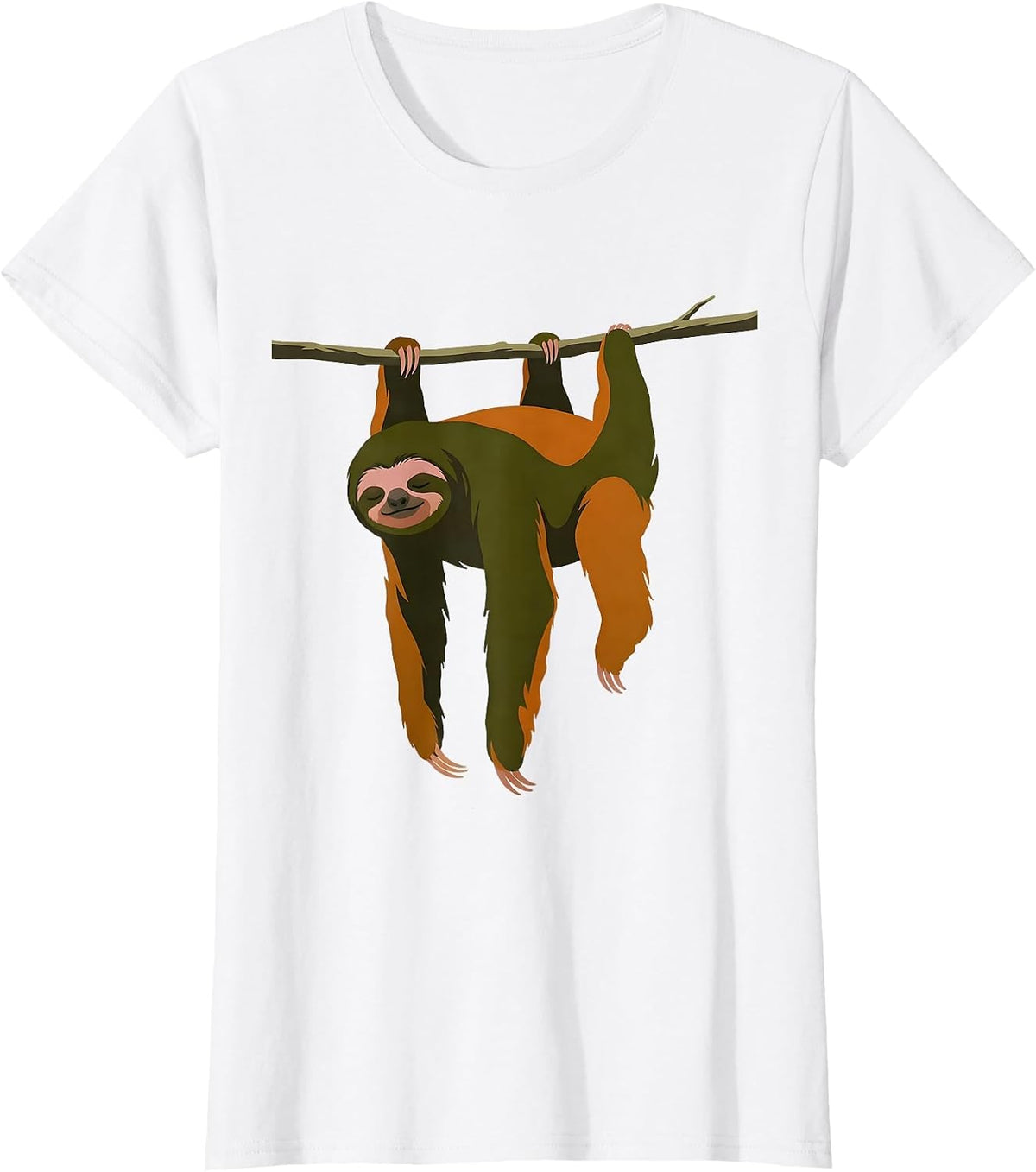 Sloth Hanging Relaxed Funny Animal Lover Gift T-Shirt - White