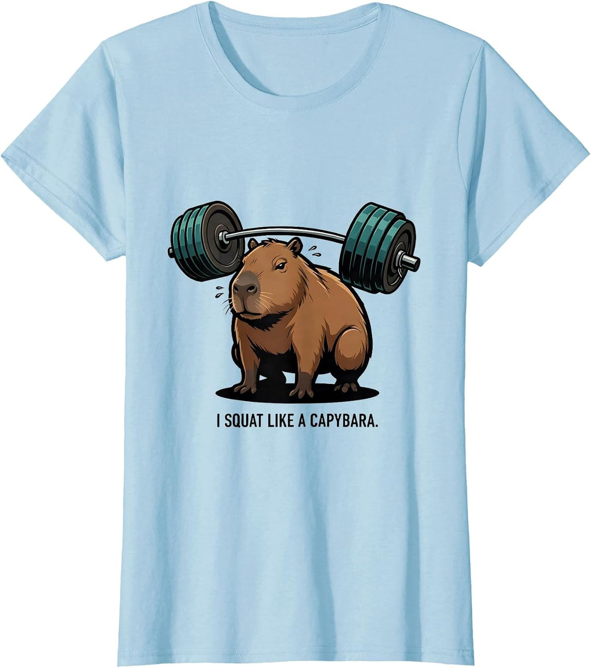 Women's I Squat Like A Capybara Funny Gym Workout Weightlifting Meme T-Shirt - Baby Blue