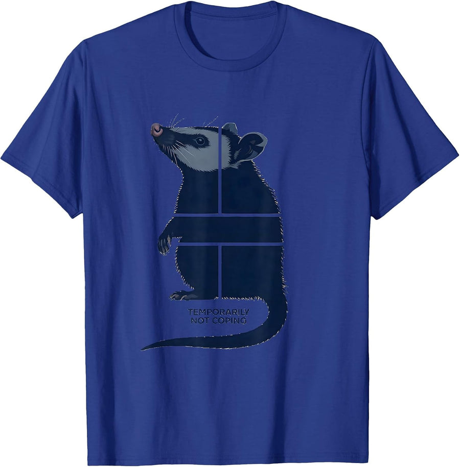 Temporarily Not Coping Funny Opossum Meme Wildlife Humor T-Shirt - Royal Blue
