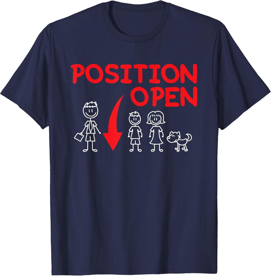 Funny Single Dad - Family Position Open T-Shirt - Navy Blue