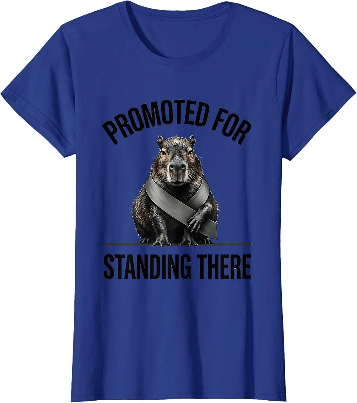 Women's Promoted For Standing There Funny Capybara Animal Meme Humor T-Shirt - Royal Blue