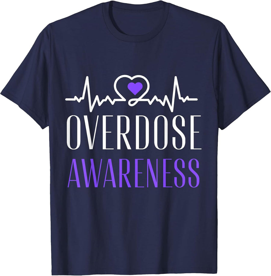Overdose Awareness I Wear Purple for My Son for Overdose T-Shirt - Navy Blue