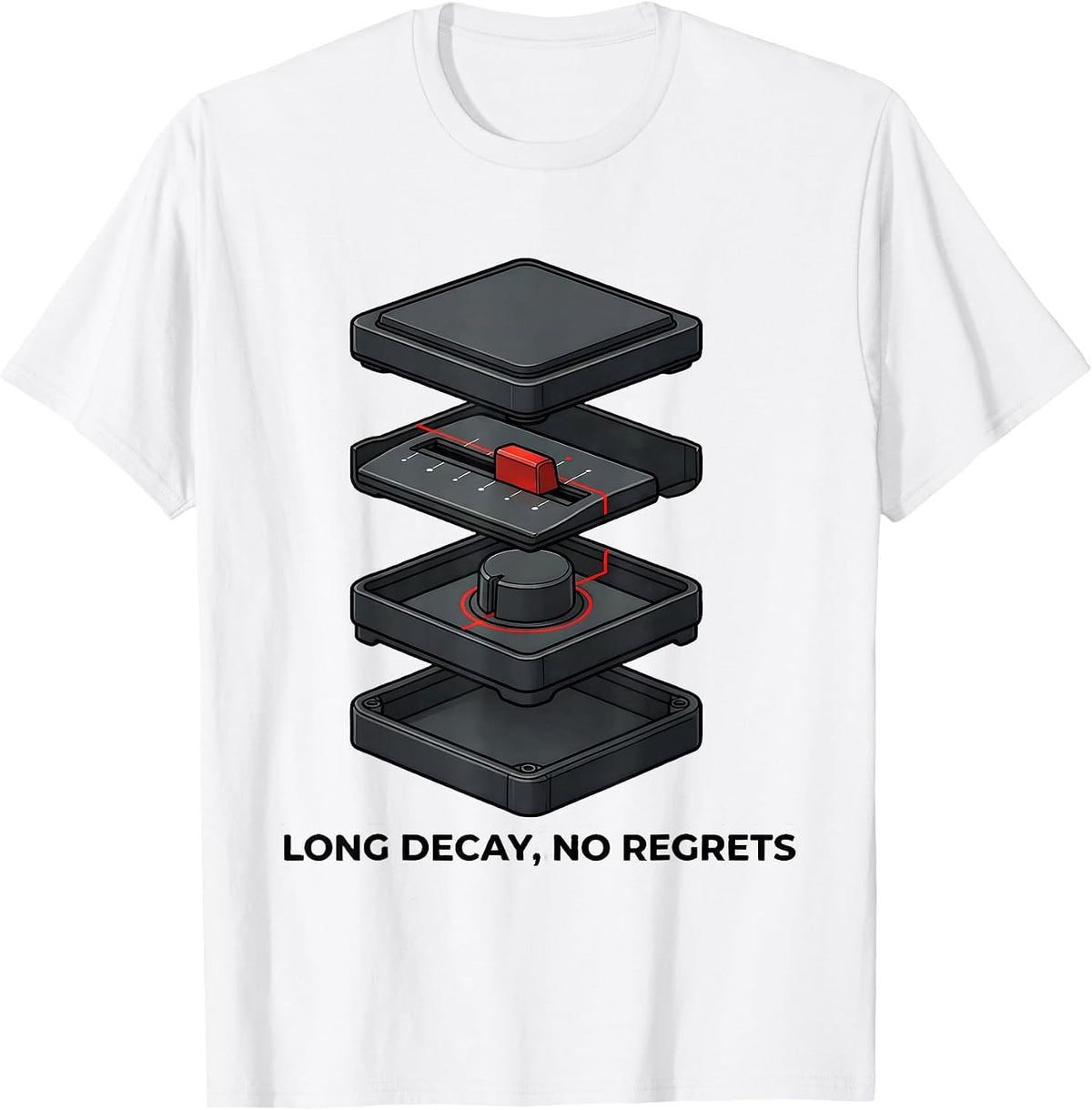 Men's Long Decay No Regrets Retro DJ Gift Electronic Music Lover T-Shirt - White