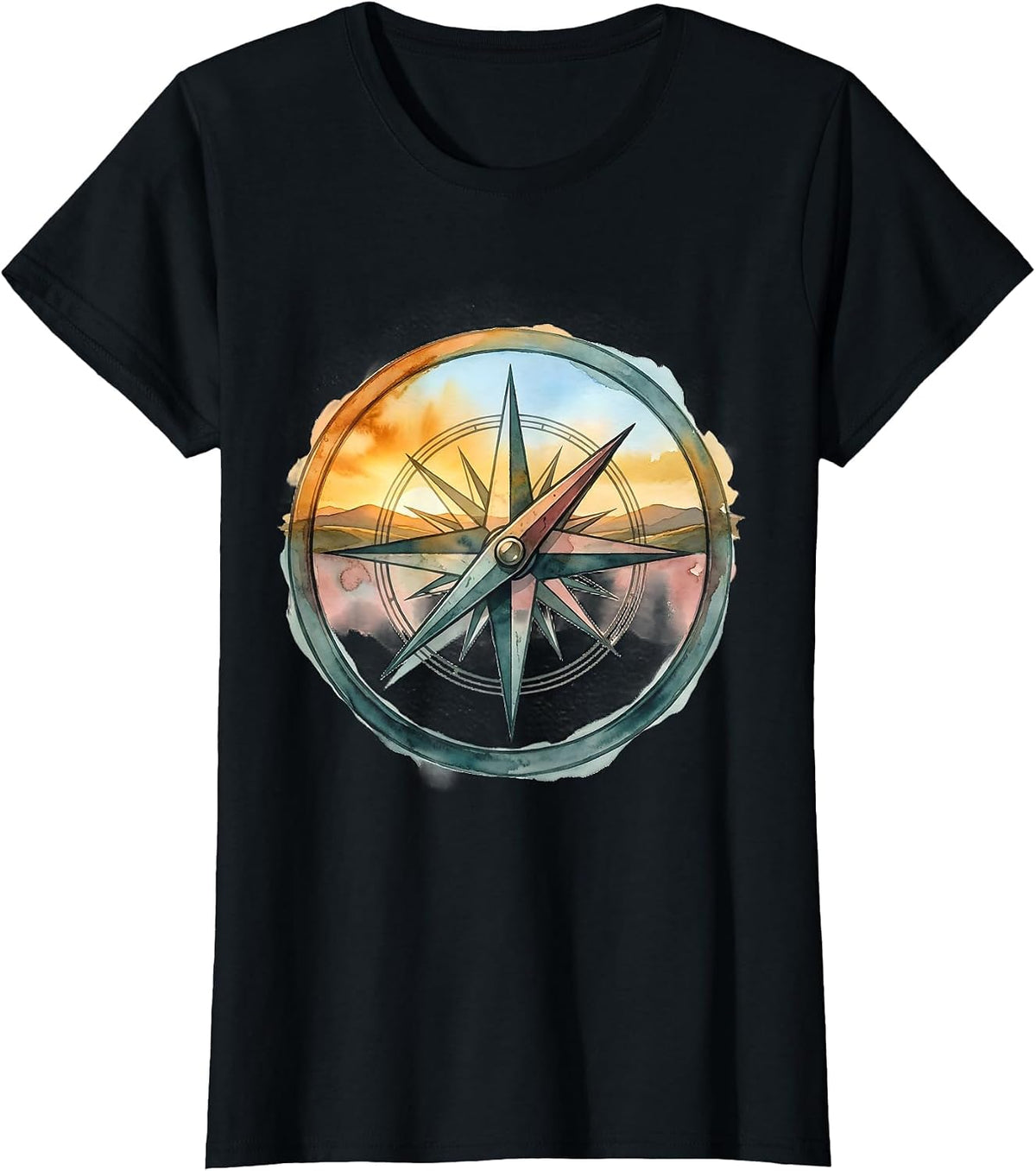 Suicide Prevention Awareness Compass Horizon Graphic T-Shirt - Black