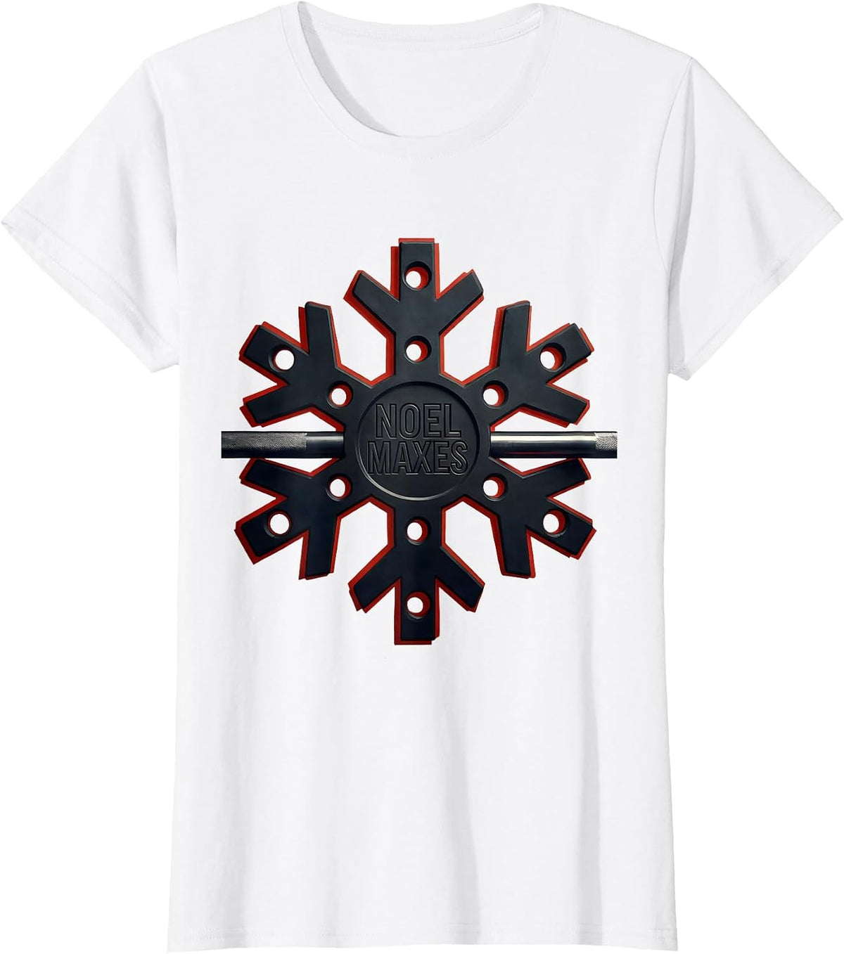 Women's Noel Maxes Funny Christmas Gym Bodybuilder Weightlifting T-Shirt - White