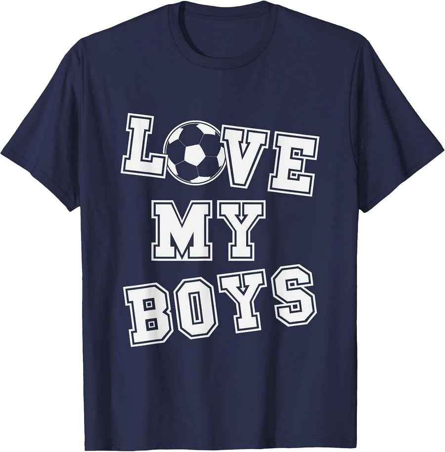 Retro Love My Boys Soccer dad and Soccer mom T-Shirt - Navy Blue