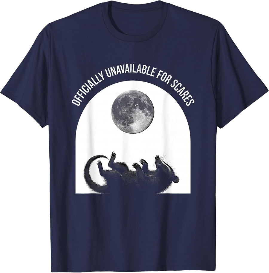 Officially Unavailable For Scares Vintage Opossum Halloween T-Shirt - Navy Blue