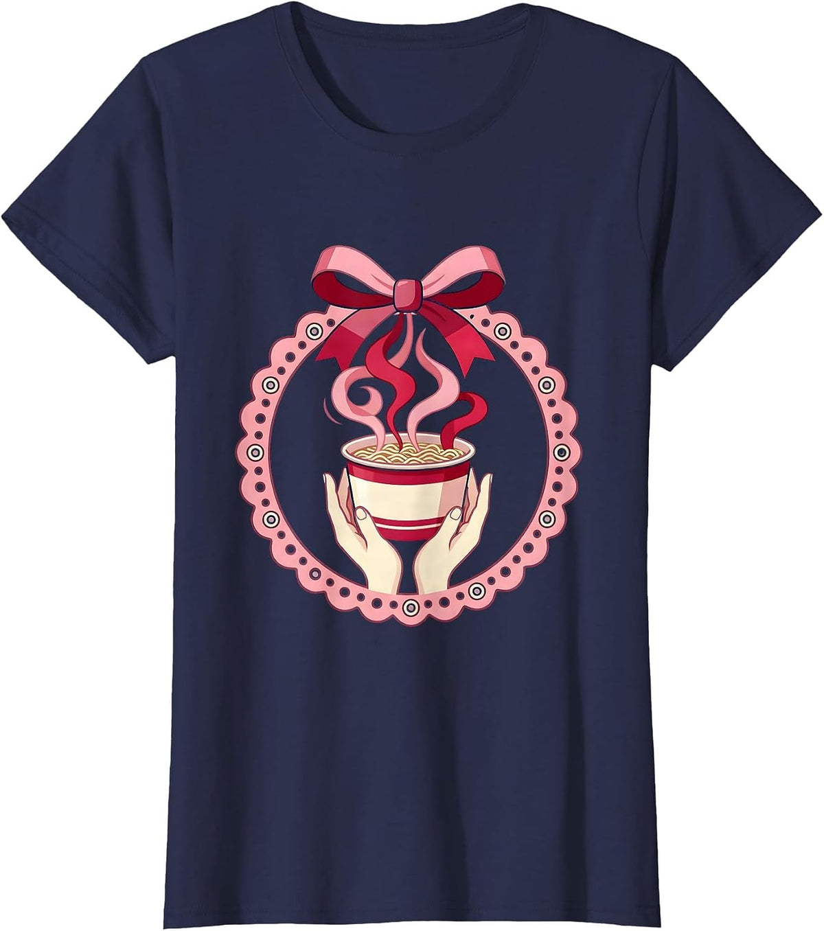 Women's Midnight Ramen Cup Graphic Tee T-Shirt - Navy Blue