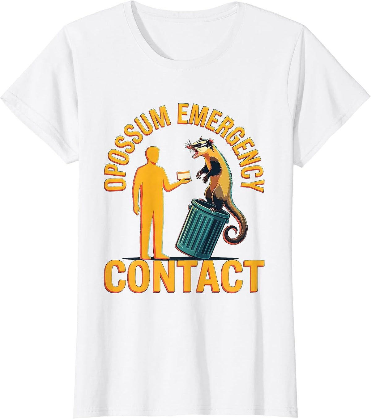 Opossum Emergency Contact Funny Possum Lover Meme Humor T-Shirt - White