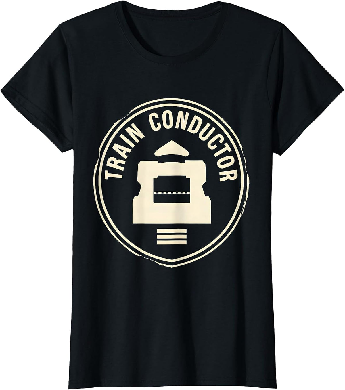 Women's Train Conductor Costume Halloween Funny Train Engineer T-Shirt - Black