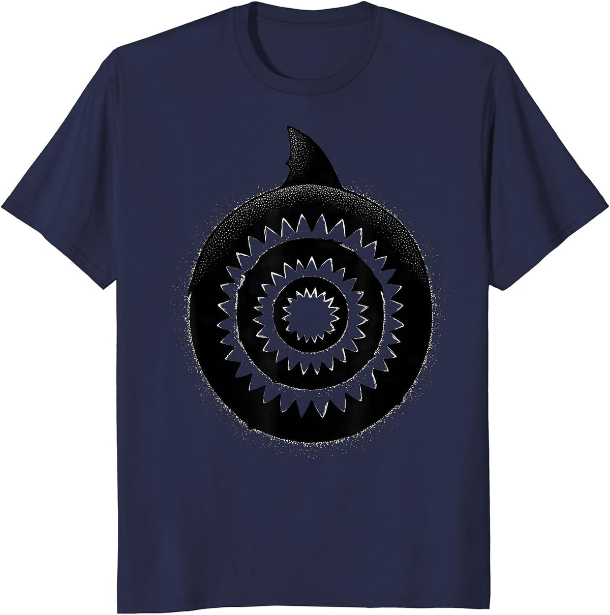 Men's Shark Jaw Protective Emblem Wildlife Humor Novelty T-Shirt - Navy Blue