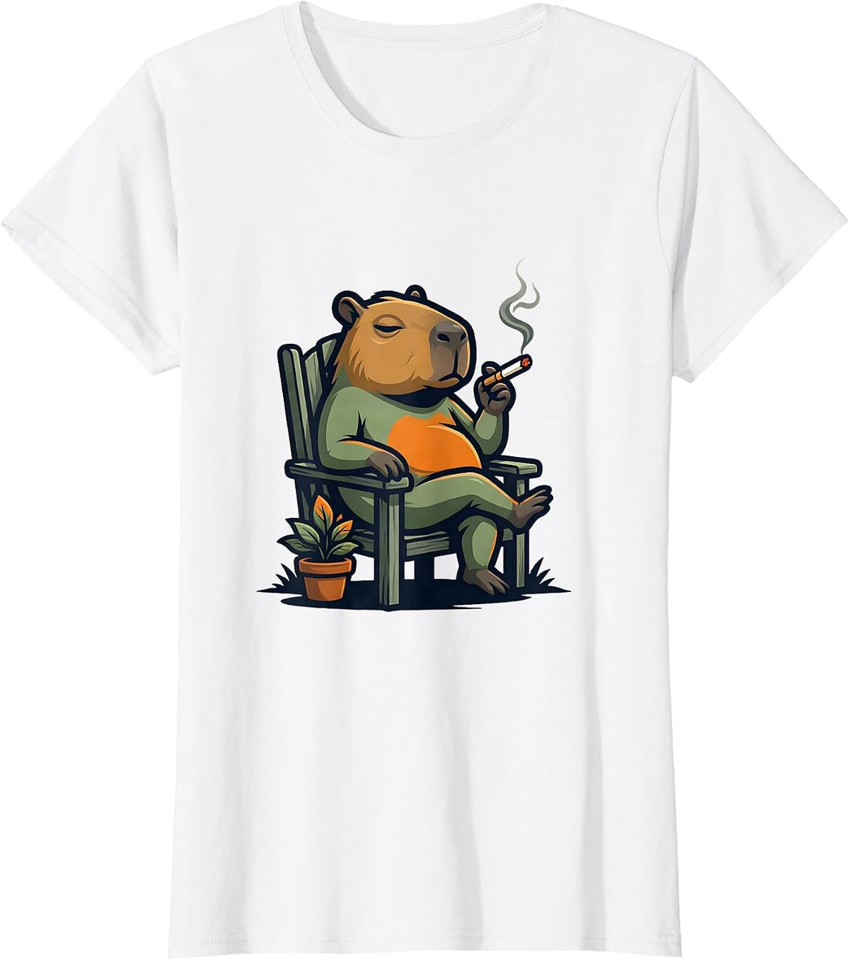 Capybara Mascot Stoner Humor Cannabis Lover Gift T-Shirt - White