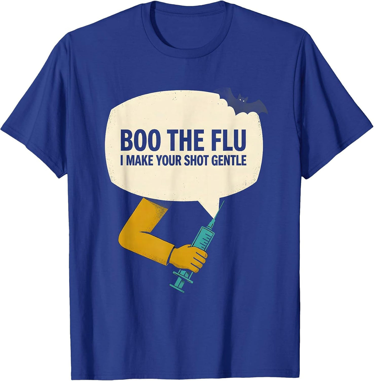 Men's Boo the Flu I Make Your Shot Gentle Funny Halloween Nurse T-Shirt - Royal Blue