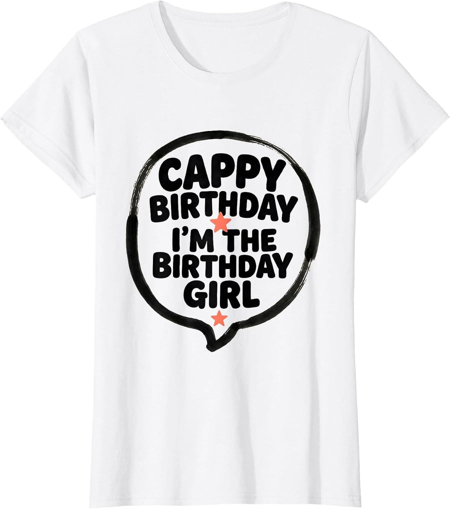 Women's Cappy Birthday I'm The Birthday Girl Kawaii Girl Capybara T-Shirt - White
