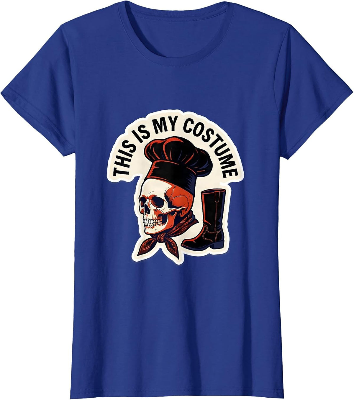Women's This Is My Costume Funny Skeleton Chef Halloween Costume T-Shirt - Royal Blue