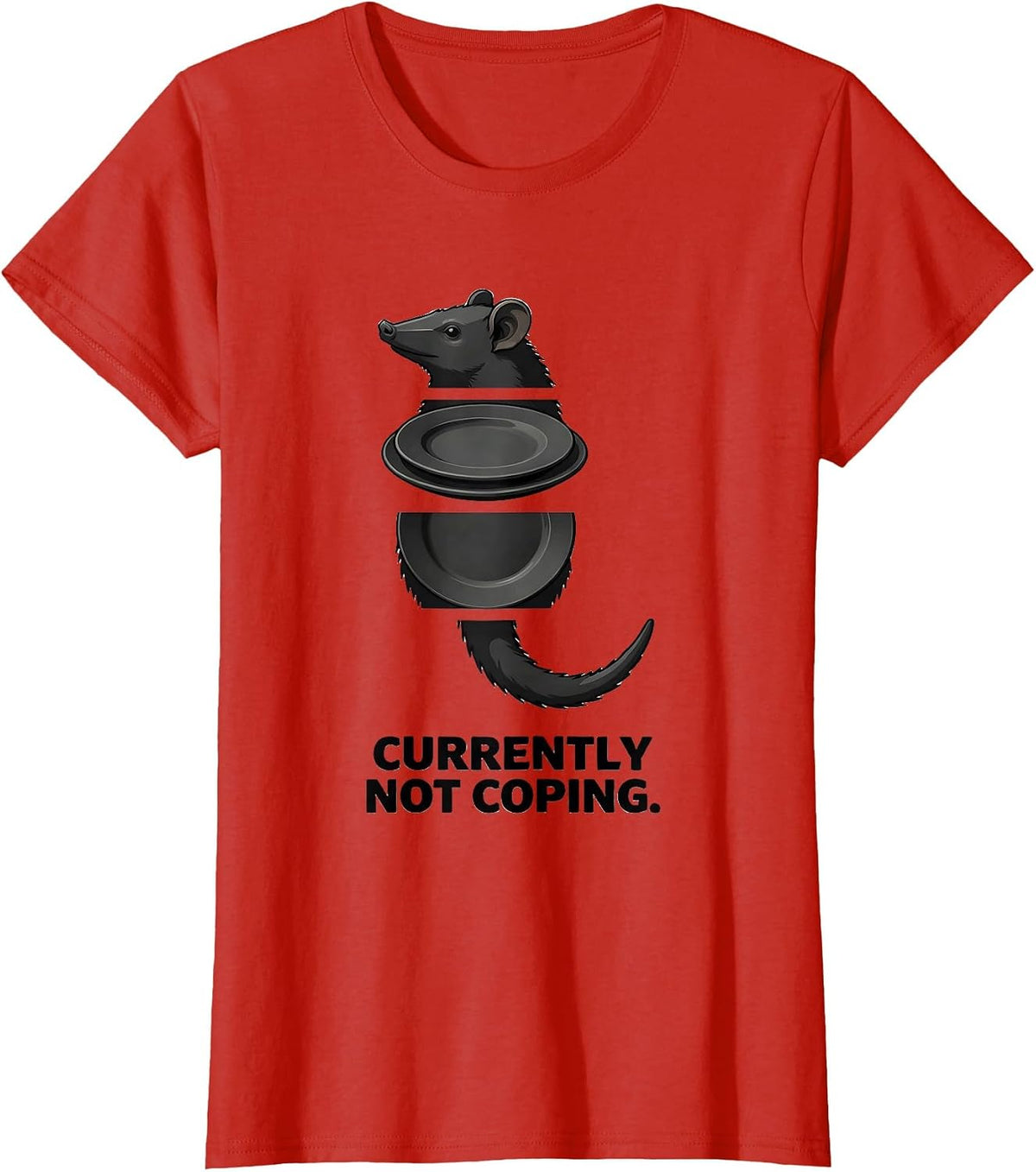 Currently Not Coping Funny Opossum Meme Wildlife Humor T-Shirt - Red