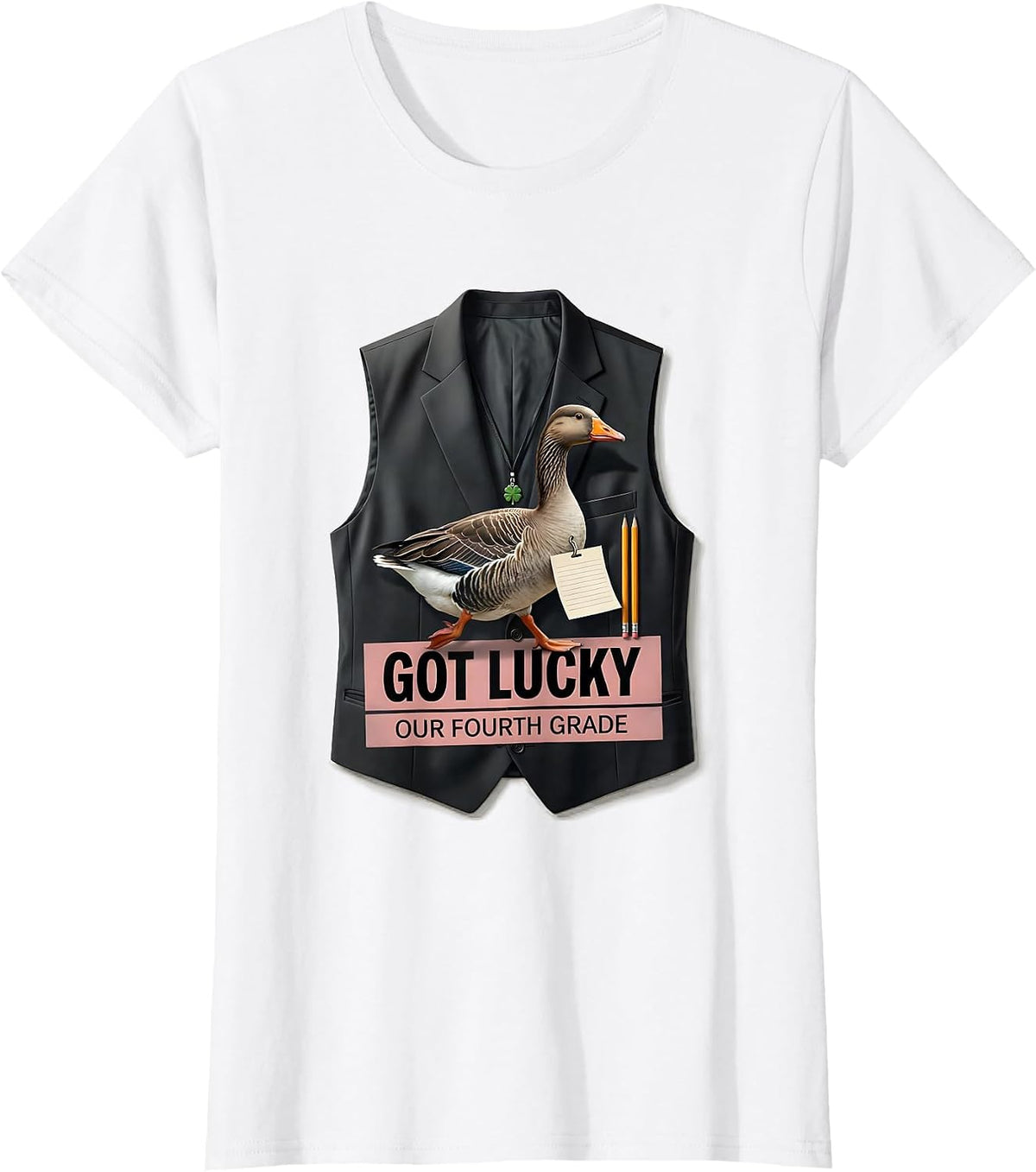 Our Fourth Grade Got Lucky Cute Goose Teacher Back To School T-Shirt - White