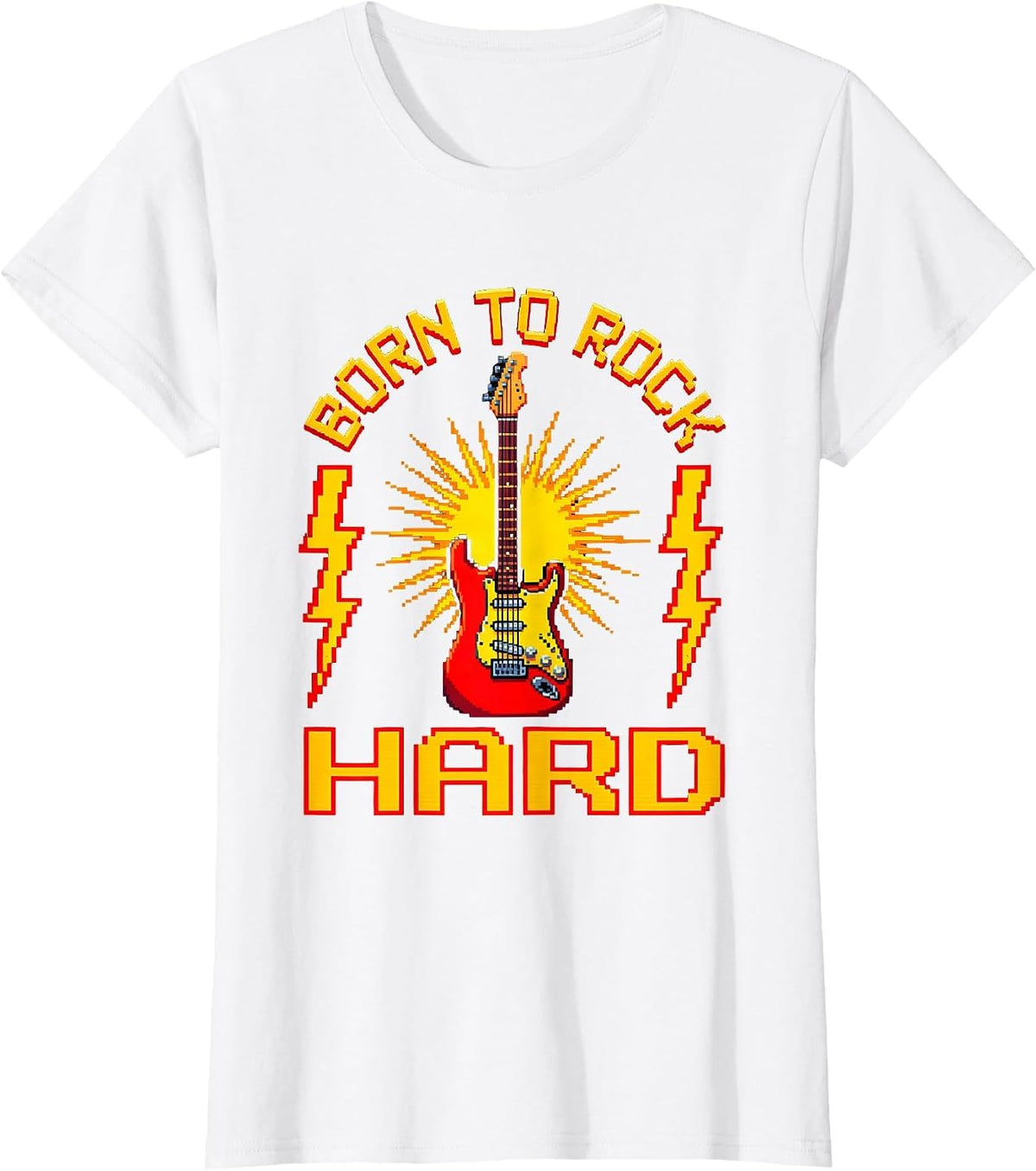 Women's Born to Rock Hard Vintage Rock Band Design T-Shirt - White