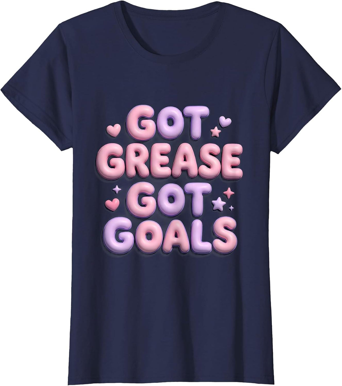 Women's Got Grease Got Goals Auto Mechanic Design T-Shirt - Navy Blue