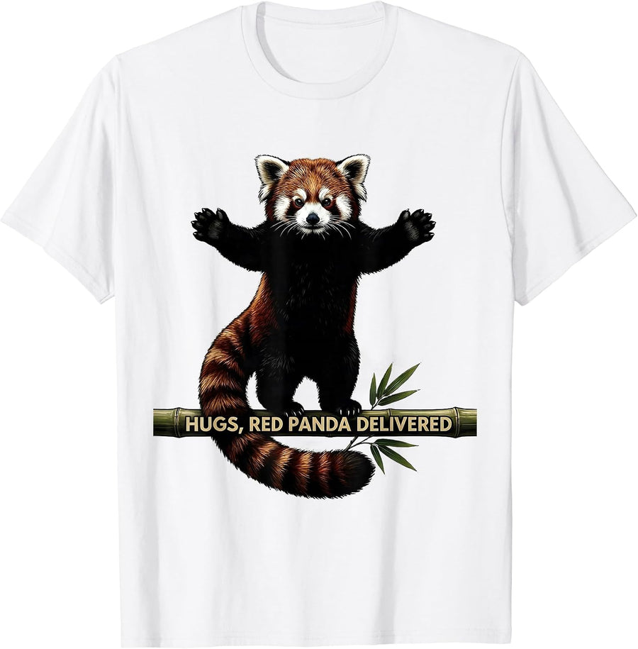 Men's Hugs, Red Panda Delivered Cute Panda Lover Gift T-Shirt - White