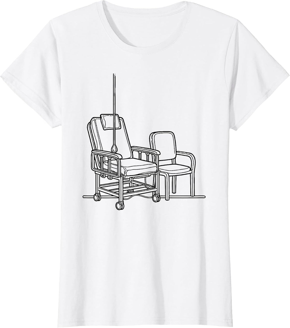Contour-Line Chairs Nurse Gift IV Infusion Wear T-Shirt - White