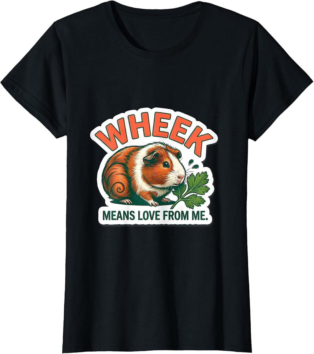 Women's Wheek Means Love From Me Funny Guinea Pig Lover Gift T-Shirt - Black