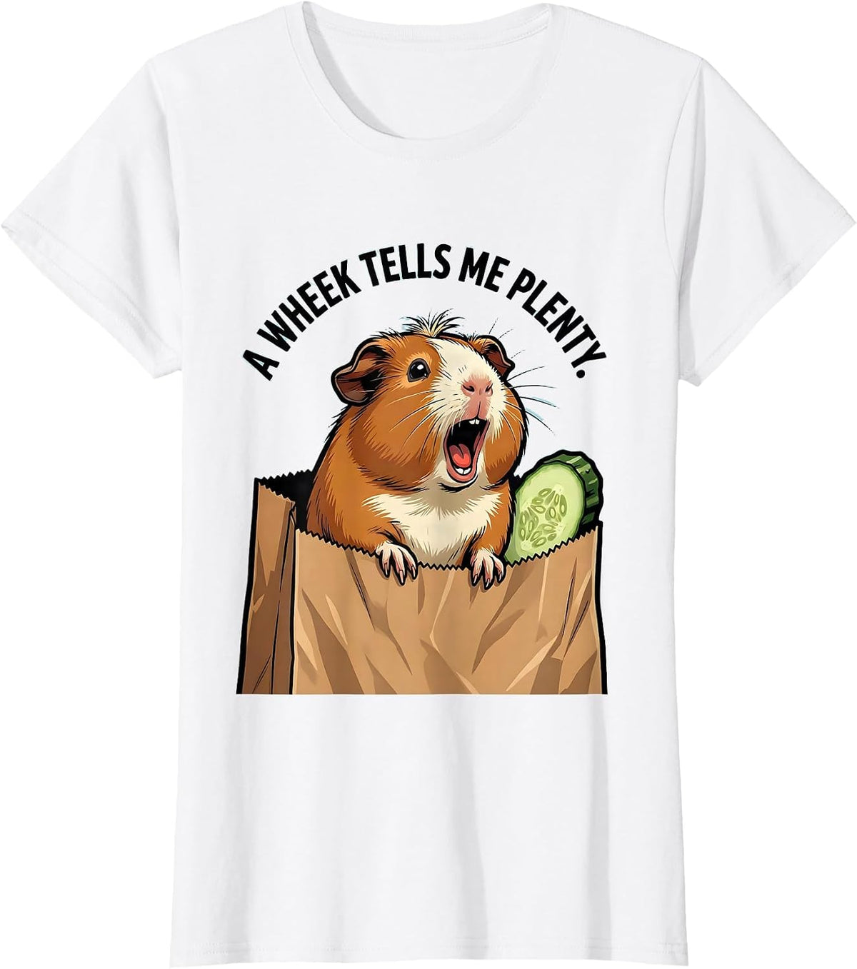 Women's A Wheek Tells Me Plenty Funny Guinea Pig Pet Lover Humor T-Shirt - White