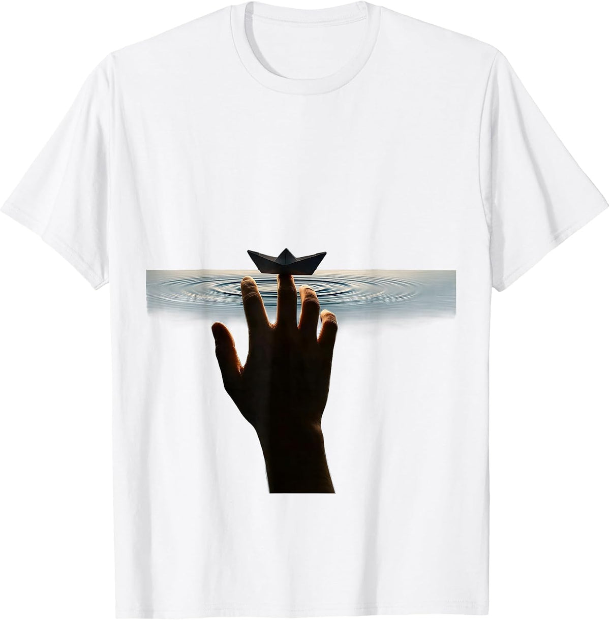 Men's Suicide Awareness Hand Releasing Paper Boat Design T-Shirt - White