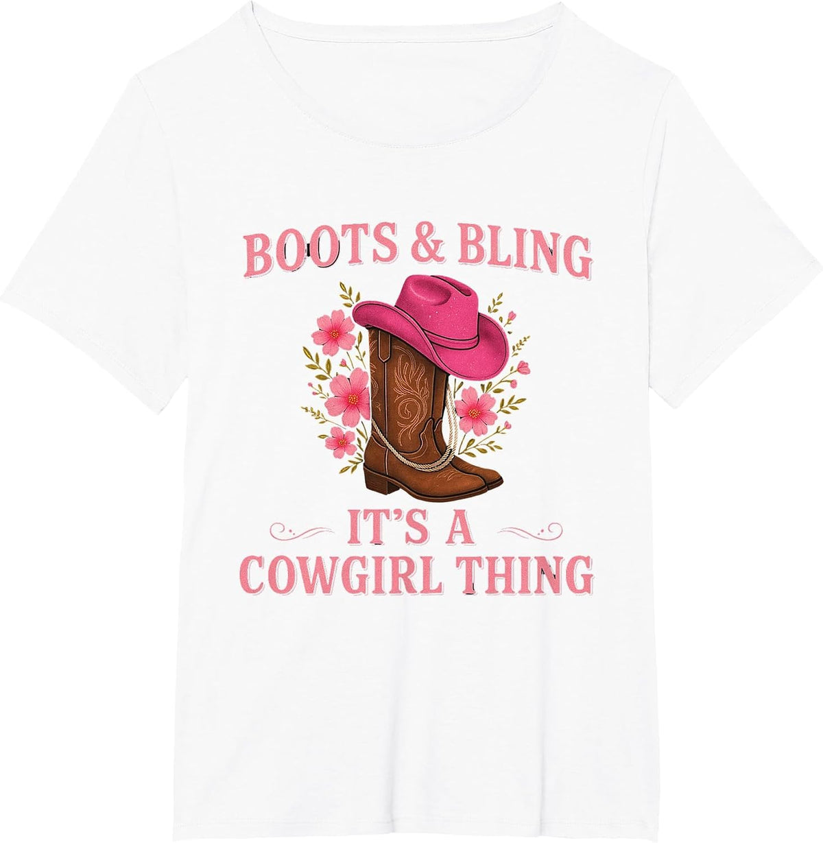 Boots and Bling It’s a Cowgirl Thing Western Rodeo Country T-Shirt - White