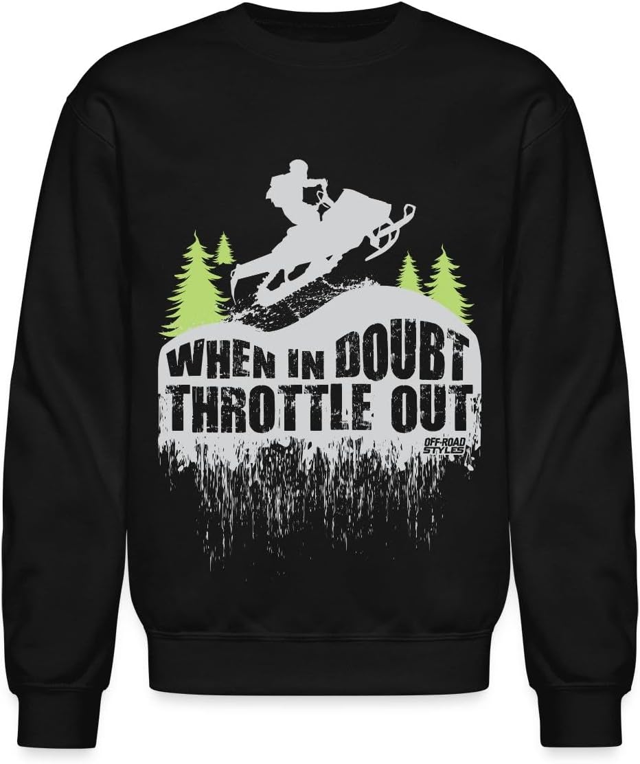 Snowmobile Throttle Out Crewneck Sweatshirt - Black