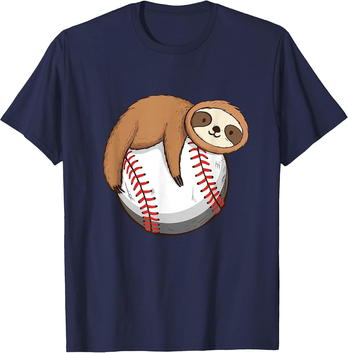 Sloth Baseball Player - Catcher Pitcher Animal Nature Lover T-Shirt - Navy Blue