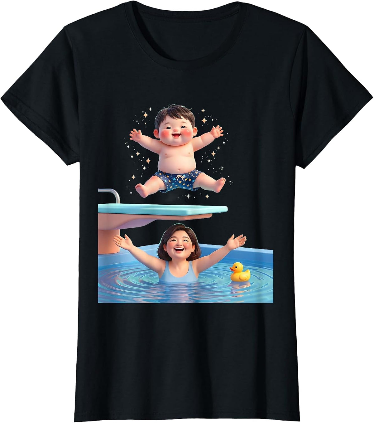 Boy Mom Diving Board Leap Graphic T-Shirt - Black